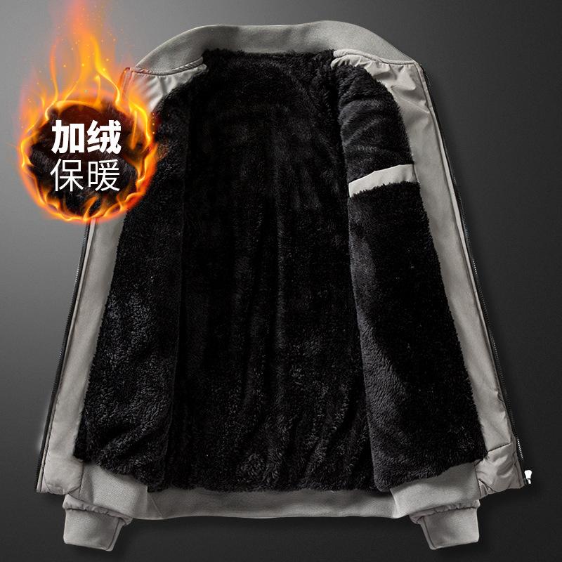 Men's Autumn and Winter Baseball Collar Jacket Cotton-padded Jacket Velvet Cotton-padded Jacket Men's Thickened Plaid Cotton-padded Jacket American