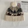 JYL TS DIY Fair Isle Beanie Women Winter Thickened Warm Ear Protection Hat Acrylic