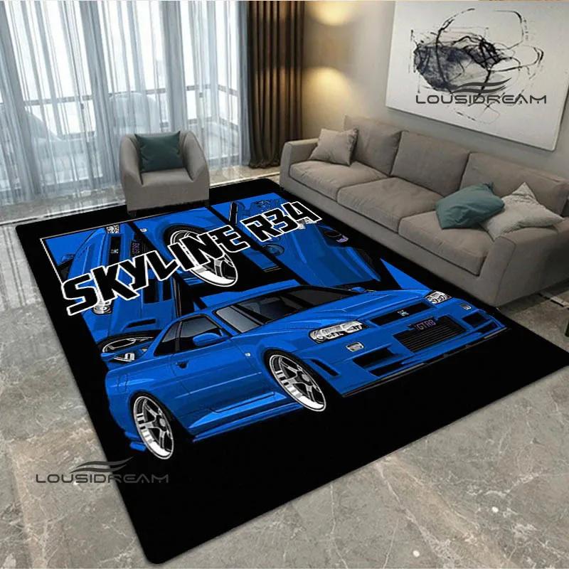 JDMs GTR Flag Car Pattern Carpet Decoration Room Home Outdoor Decor Racing Rug Non Slip Washable Game Style Floor Mat