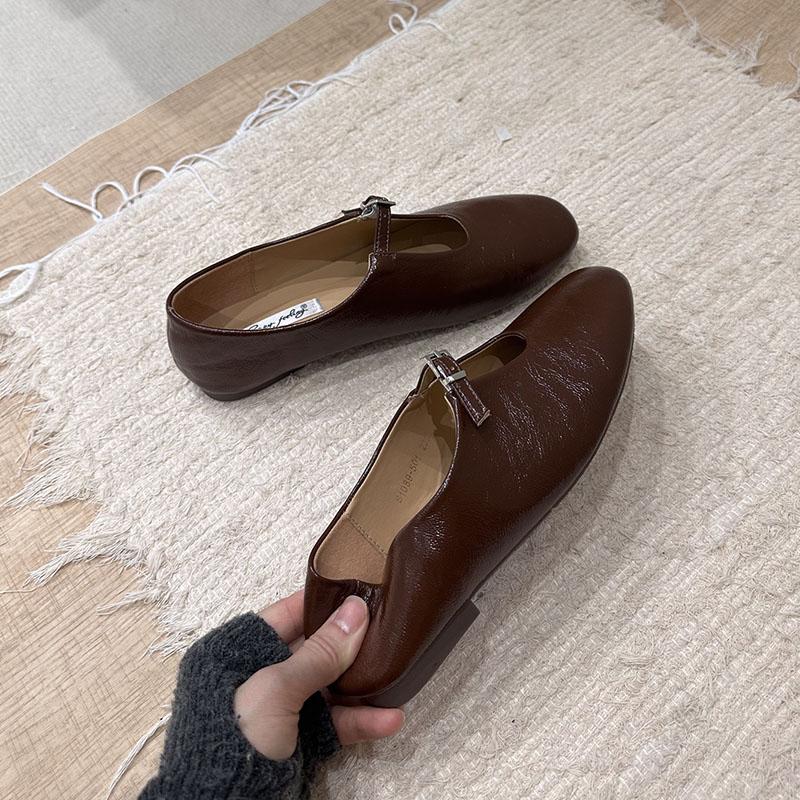 Fashion 2025 New Fashion Buckle Strap Ladies Mary Janes Flats Shoes Slip On Female Shallow Footwear Round Toe Women Flats With Shoes