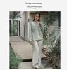 Deer and Andi 2026 Spring Women's Retro Printed Chinese-Style Oblique Lapel Tie-Up Top