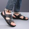 Herren Schwarz Leder Sandalen Sommer Braun Outdoor Wandersandalen Outdoor Breite Zehenpartie Strandschuhe für Vater Übergröße
