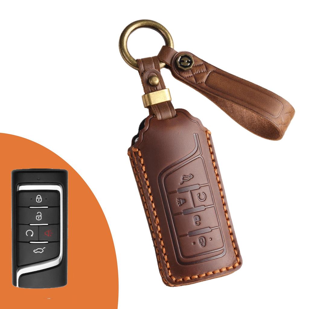 Genuine Leather Retro Key Cover for GAC Trumpchi GS4, New M8, and GS7 Cars