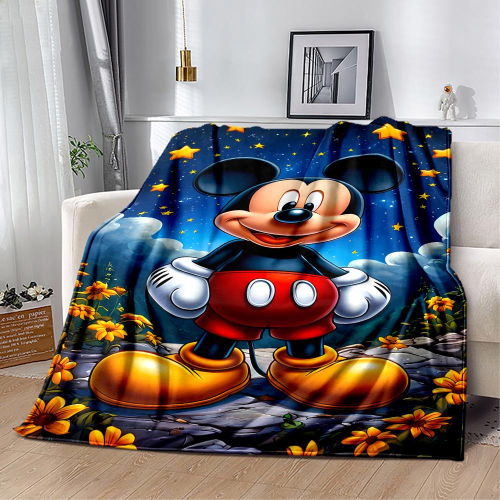 Mickey Mouse Starry Night Blanket Warmthful Decor Perfect for Sofa Office Chair Livingroom Four Seasons Universal Playful Design