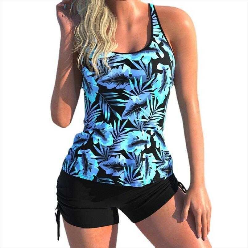 Split Swimsuit Printed Slim Cross Suspender Shorts Drawstring Womens