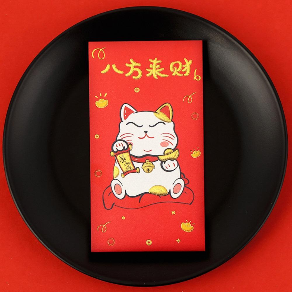 10pcs Festive Decor Cartoon Red Envelopes Blessing Chinese Style Red Pocket Traditional Lucky Money Bag Spring Festival