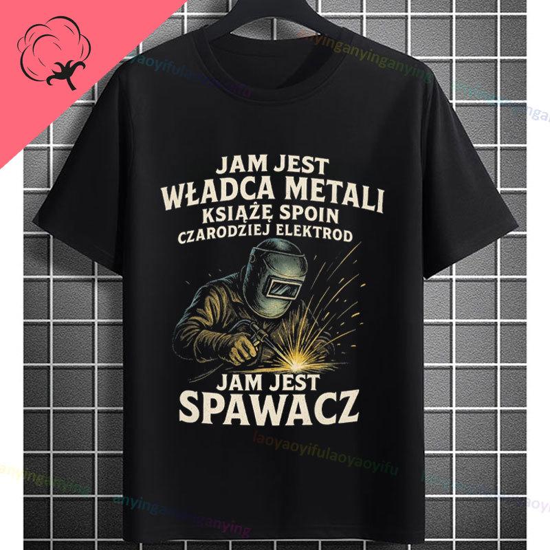 UnisexS Welder Graphic TShirt God Guides My Hands Fashion Shortsleeve Pure Cotton Oneck Casual Humor Style Tshirt