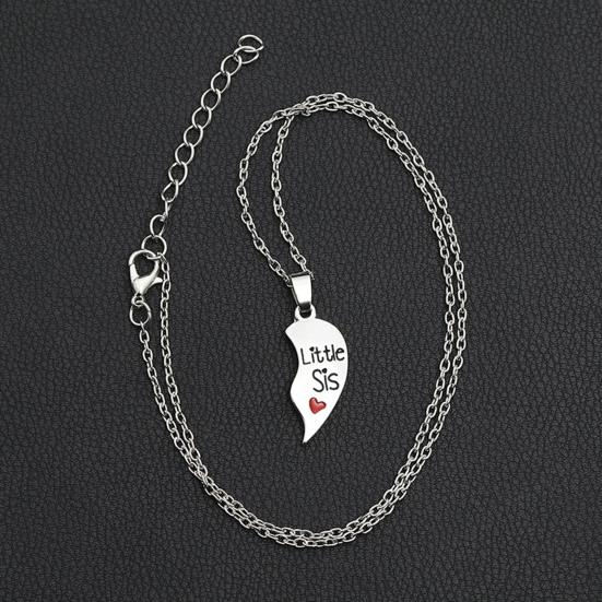 2 Set Sister Necklace Heart Shape Durable Stainless Cute Key Ring