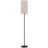 Modern Floor Lamp with Faux Linen Shade and Foot Switch, for Living Room and Bedroom, Metal, Black
