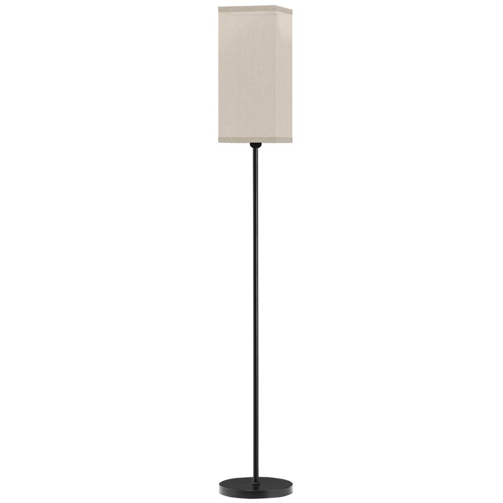 Modern Floor Lamp with Faux Linen Shade and Foot Switch, for Living Room and Bedroom, Metal, Black
