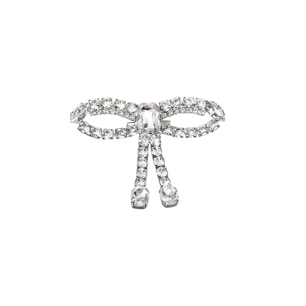 Fashion Elegant Bowknot Brooches Rhinestone Sparkling Brooches Pin Fastener Jewelry Cardigan Clip Waist Accessorizing