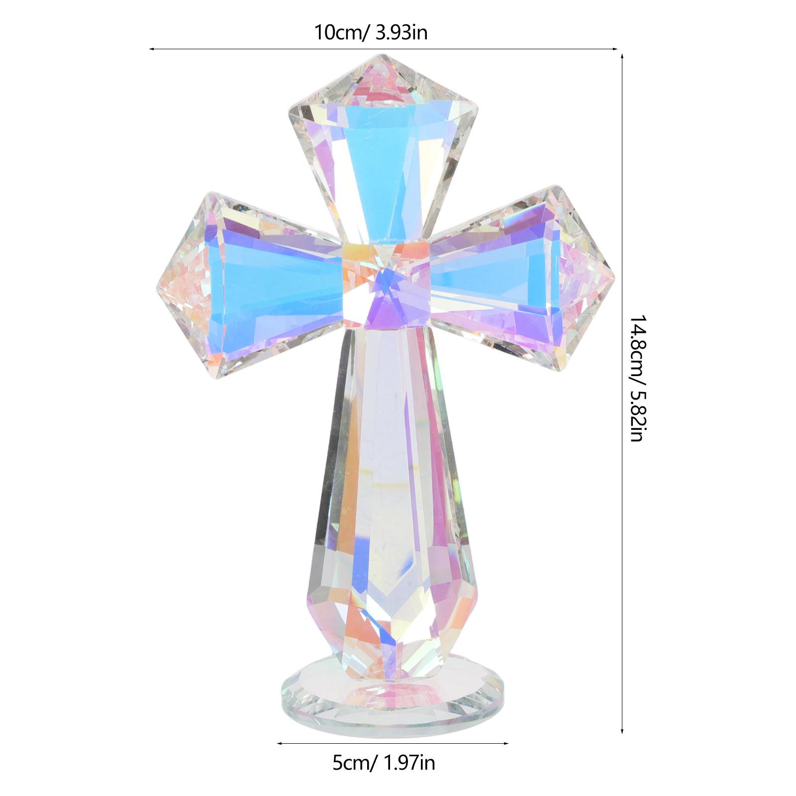 Crystal Cross Ornament Standing Exquisite Christian Cross Crafts Religious Cross Statue Christian Easter Collectible Figurines
