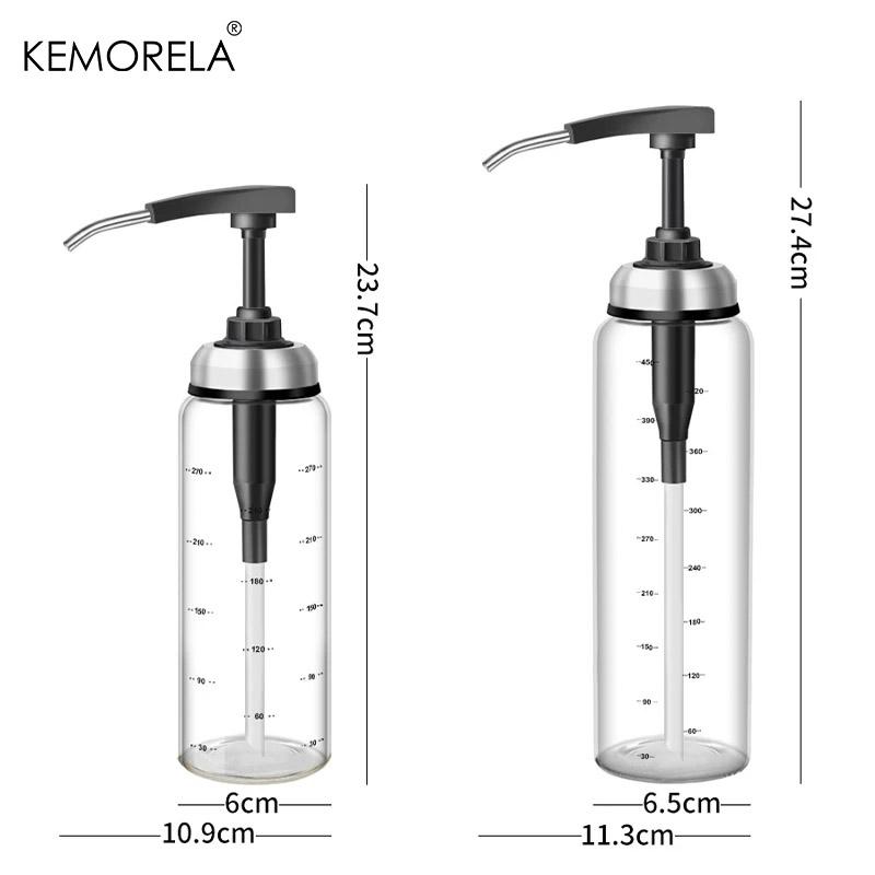 Glass Oil Bottle Cooking Seasoning Sauce Bottle Home Salad Dressing Press Squeeze Bottle Replaceable Washable Refillable