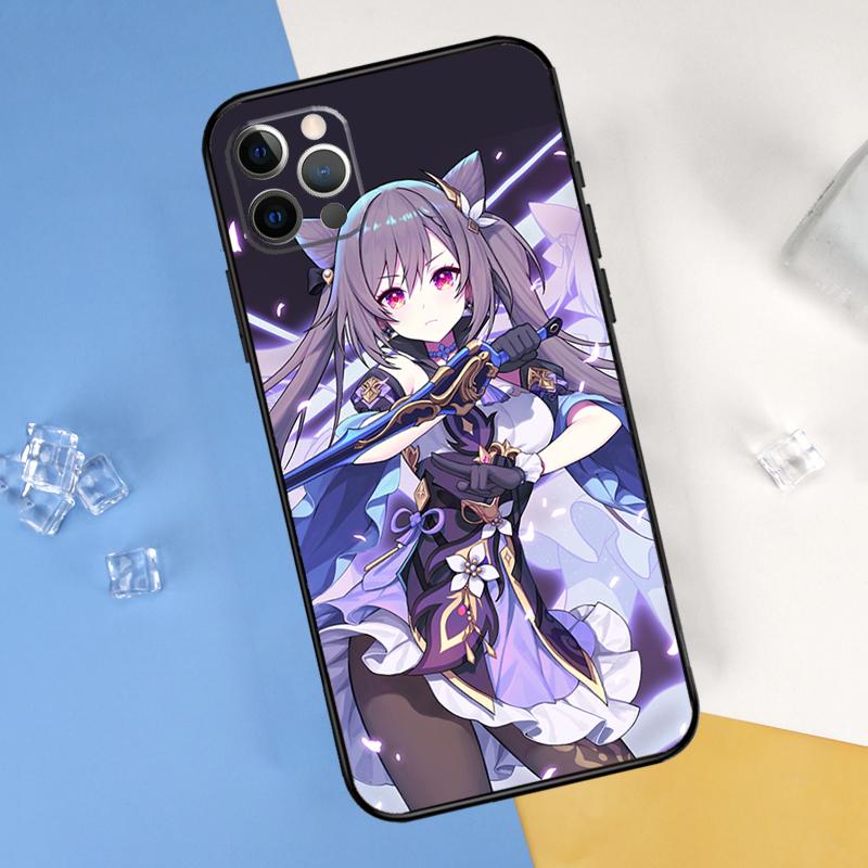 Genshin Impact Keqing Phone Case For iPhone 16 Pro Max 12 13 Mini 11 14 15 Pro Max XR 16 15 Plus 16e Cover Shell