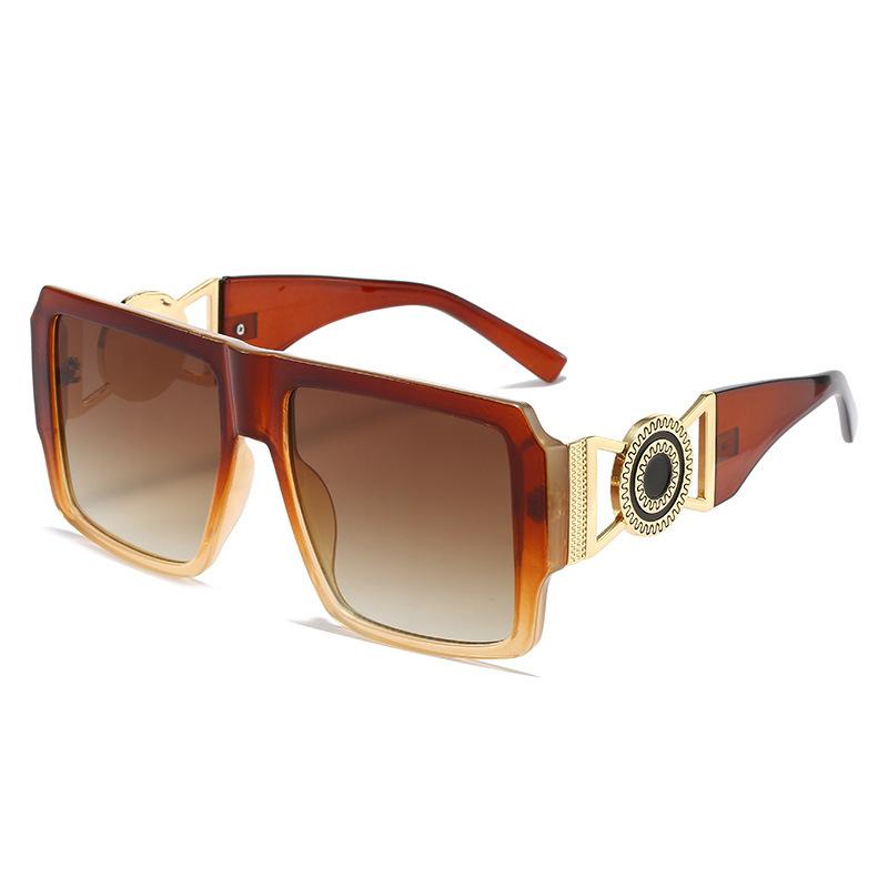 

Fashion Retro Luxury Leopard Gradient Square Women Sunglasses Golden Frame Hollow Design Trend Casual Men Sun Glasses Uv400 as picture