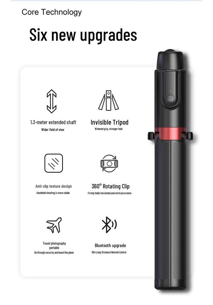1.3m Bluetooth Selfie Stick Tripod with Remote Control for Live Broadcast and Photography.