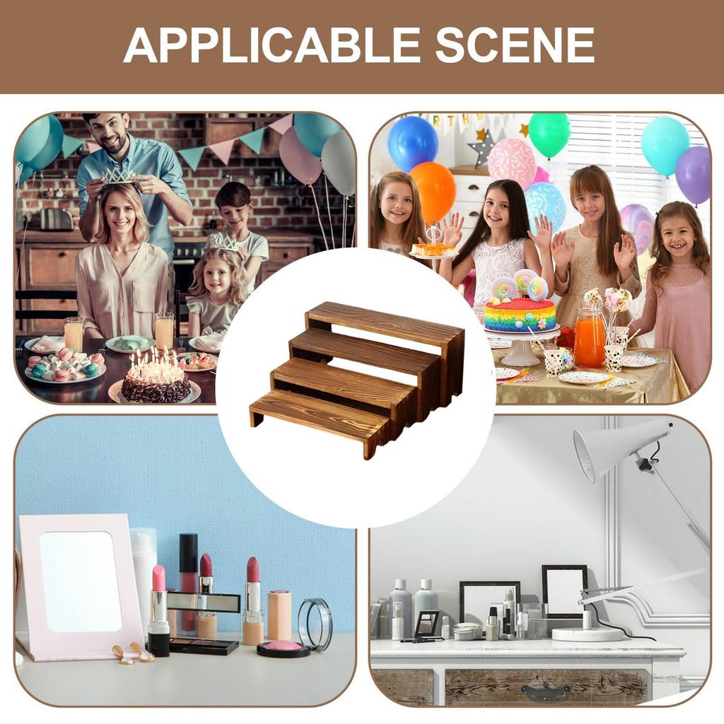 Table Risers for Display Dessert Display Stands Wood Shelves 4 Pieces Rack Storage Organizer Home Decor for Table Countertop