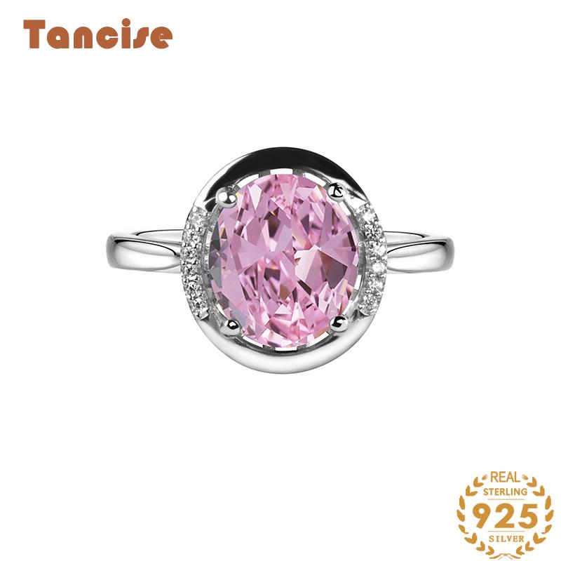 Tancise Classic  925 Sterling Silver Zircon Ring Ladies Jewelry Wedding Promise Party Gift