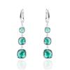 Silver Green Crystal Dangle Earrings: Minimalist Long Style for Women, European American Touch, Perfect Christmas Jewelry