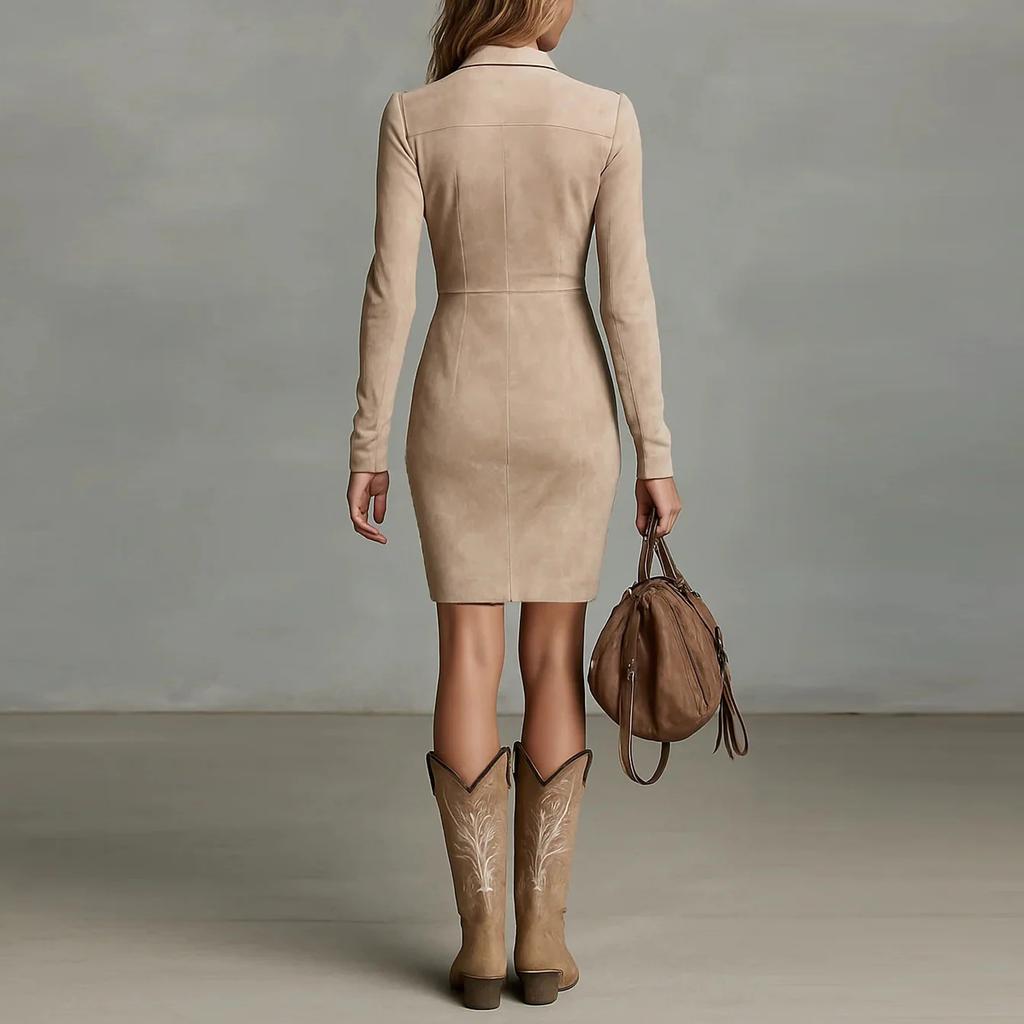 Damen Casual Mode V-Ausschnitt Langarm Retro Weihnachtsprint Retro Kleid