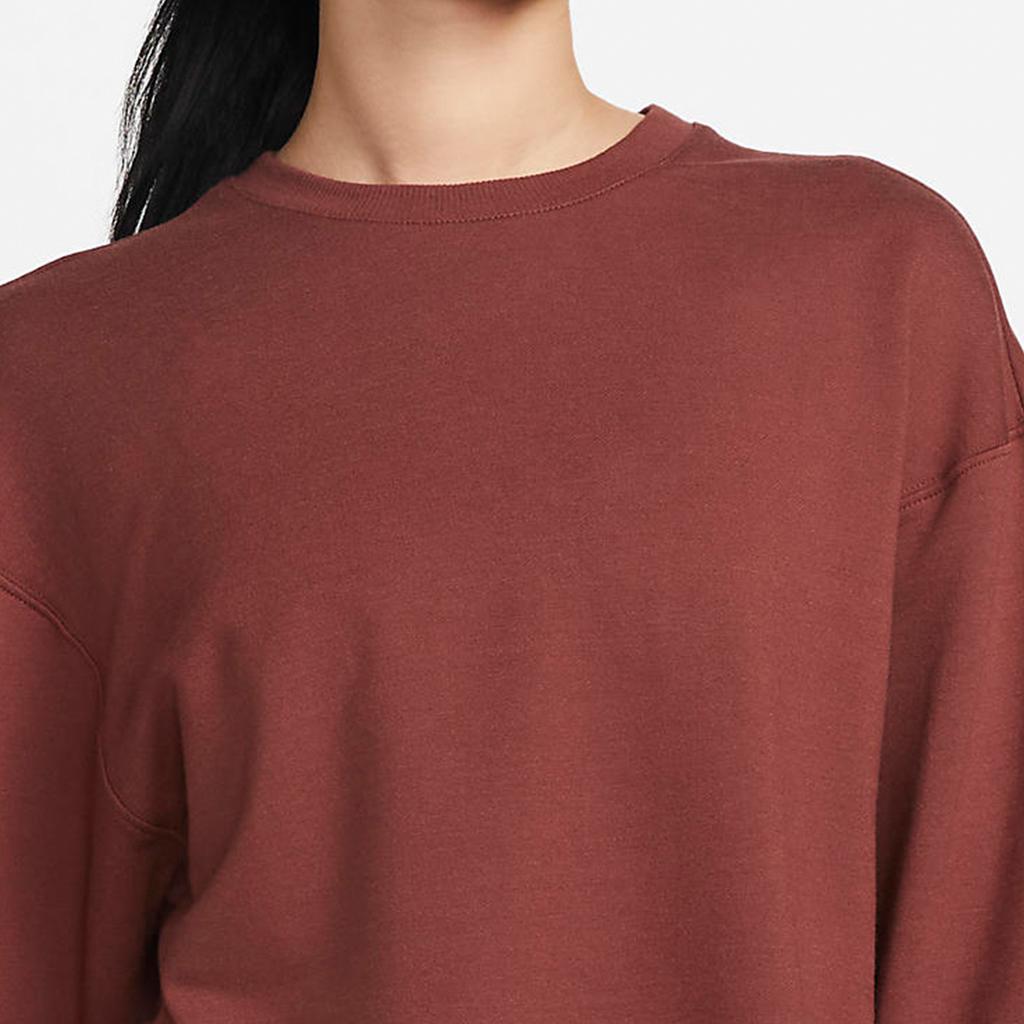 Nike Solid Color Crew Neck Sweatshirt Women Tops Dark-Red DM6976-231