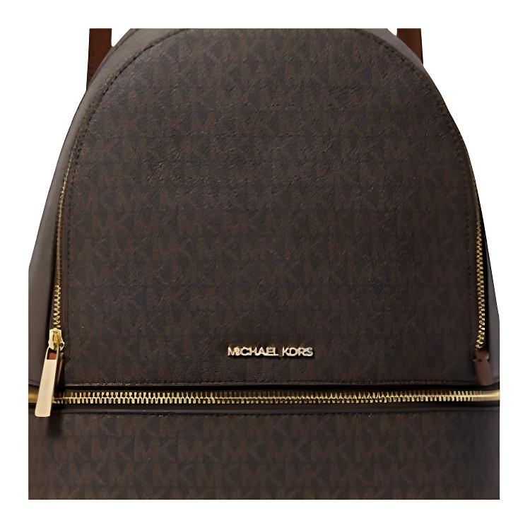 Michael Kors Rhea Zaino Medio in Tela Rivestita con Logo Signature Donna Zaino Marrone 35S5GRAB2B-BROWN