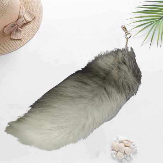 Extra velká falešná klíčenka Fox Tail Velká imitace Fox Tail Přívěsek na klíče Ozdoba Snadné připevnění k taškám Batohy Cosplay doplněk