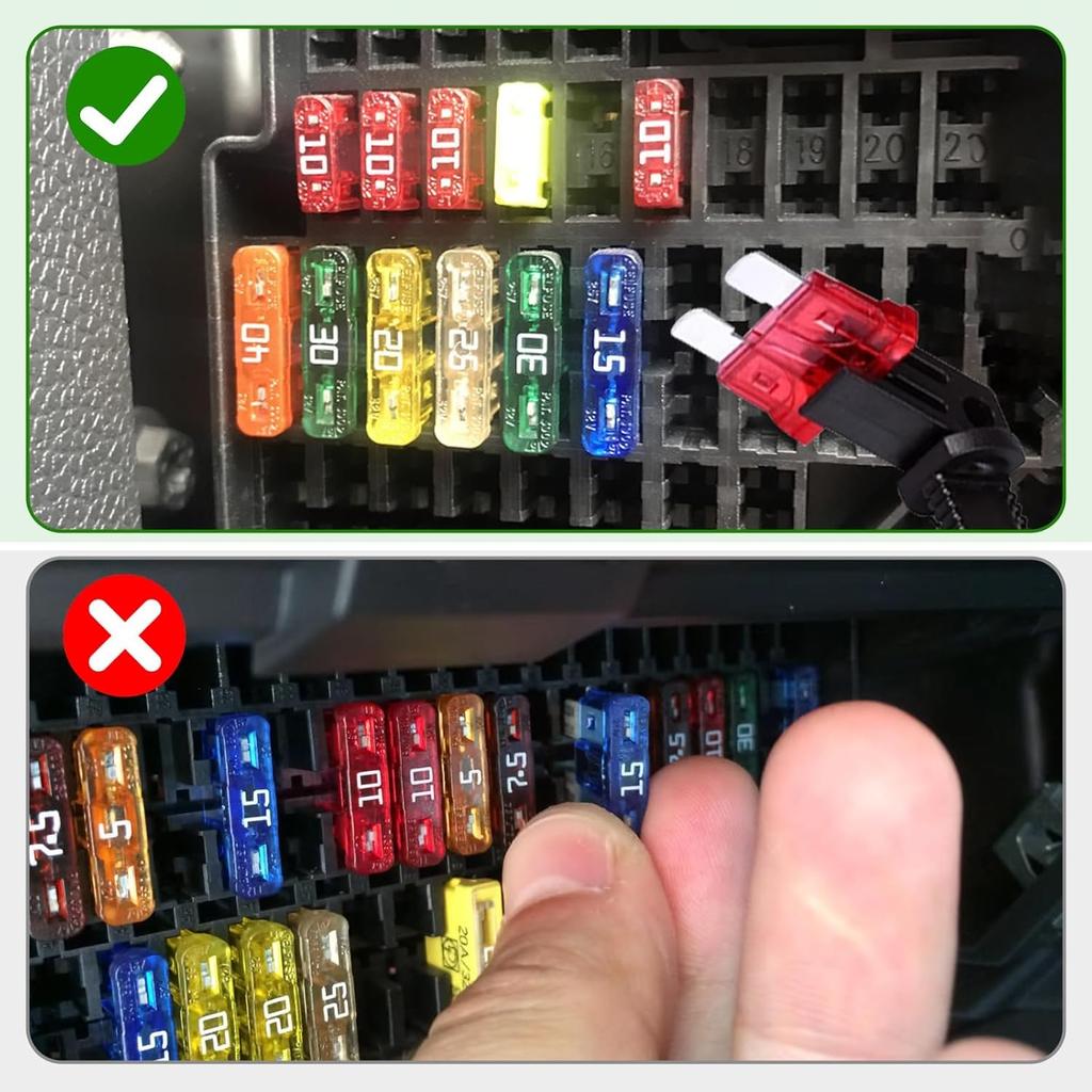 Car Fuse Clips, Set of 5, Car Fuse Extractor, Fuse Replacement/Removal Tool, Insulation Puller with Extractor, Set of 5