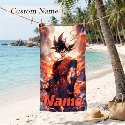 Dragon Ball Custom Name Printed Beach Towel Personalized Soft Towel For Swimming Beach Travel