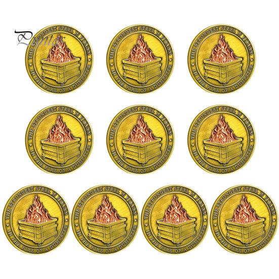 

Монета «Пламя мусорного контейнера», двухсторонняя резная металлическая памятная медаль, круглая коллекционная монета, украшение для домашнего офиса 10 pcs