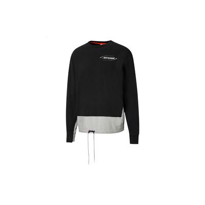 X Intento Parche Bordado Patchwork Sudadera Casual de Cuello Redondo para Hombre Tops Negro 598273-01