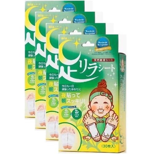 Ki no Megumi Foot Relaxation Sheets, Mugwort, 30 Sheets x 4 Packs