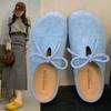 Retro and versatile 2025 autumn new bow one-pedal soft-soled half-slippers flat-bottomed Boken bag head slippers women