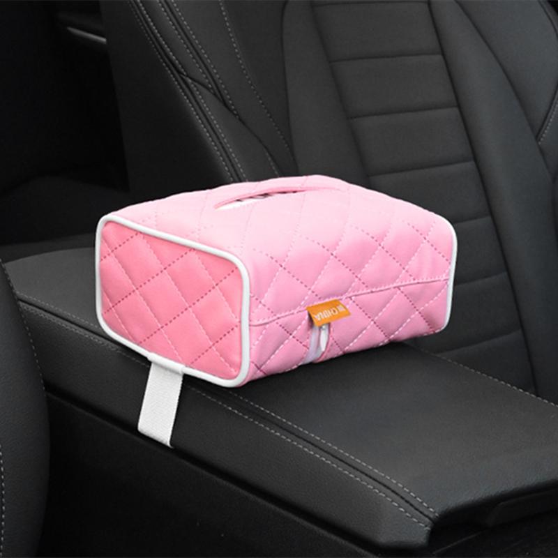 Car Tissue Box Cover Sun Visor Chair Back Hanging Type Car Tissue Box Armrest Box Towel Tissue Storage CaseUniversal PU Leather