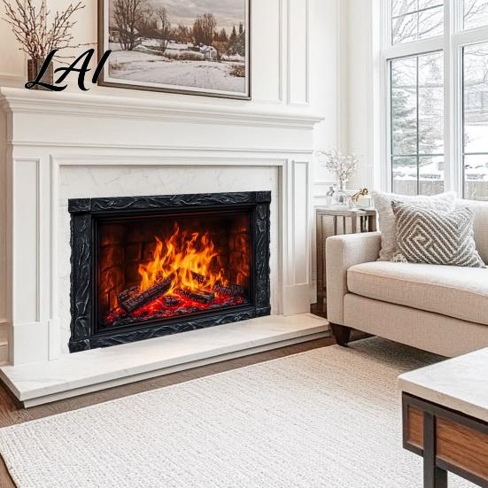 Holiday Party Wall Sticker Fireplace Flame Decal Vintage European Background Sticker Self-Adhesive Removable PVC Decor Waterproof Mural for