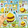 8PCS Bee Sticker Set Cartoon Doodle Collage Laptop Phone Decorations Waterproof Stickers