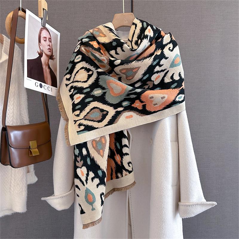 Luxury Winter Scarf Women Cashmere Warm Pashmina Brand Foulard Female Shawls Wraps Thick Soft Bufanda Poncho Scarves Stole