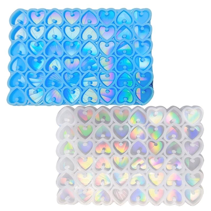 Glossy Silicone Loves Holographic Molds Light Shadow Earrings Pendant Mold DIY Ornaments Jewelry Epoxy Crafting Mold
