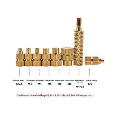 Heat Set Soldering Iron Tip Head Insert M2-M6  Melt Brass Embedded Thread Nut Kit For Plastic Soldering