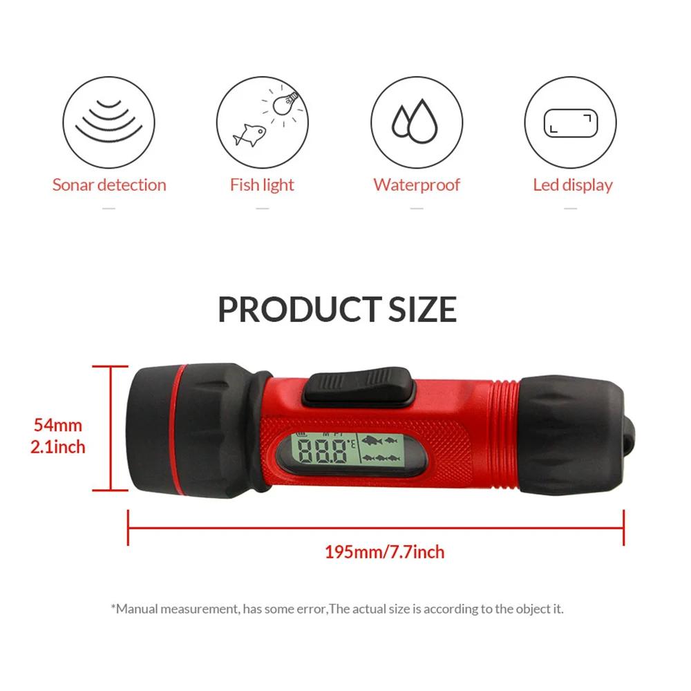 Sonar Ice Fishing Fish Finder with LED Underwater Light Wireless Waterproof Handheld Fish Finder with 0.8-90m Detection Depth