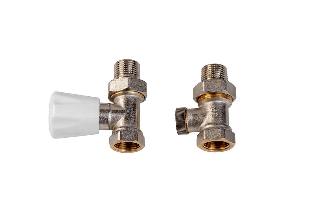 Valx Simple set of control valves for central heating radiators, nickel
