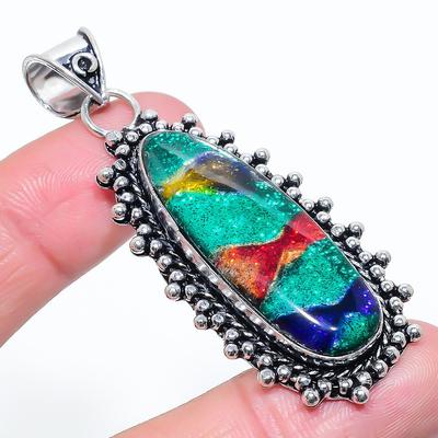 Natürlicher Dicorich Glas Edelstein 925 Sterling Silber Geschenk Anhänger 2,56" E0g42