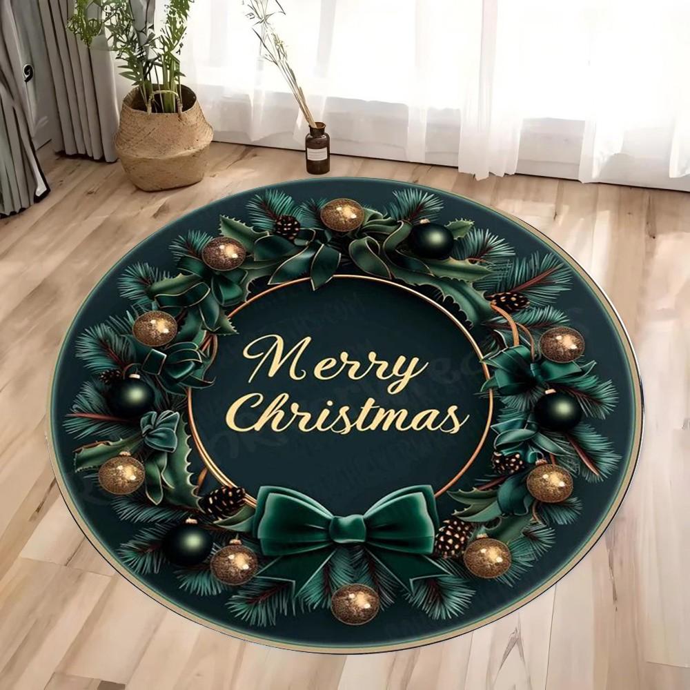 Christmas Elegant Plaid Carpet Poinsettia Gingerbread House Rug for Home Decoration Red Green Gold Mat Rugs for Bedroom Bedroom