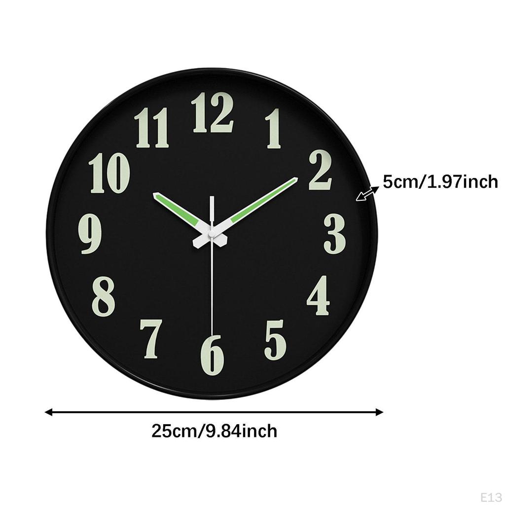 Contemporary Round Hanging Clock with Night Light Display Material And Lightweight for Bedroom