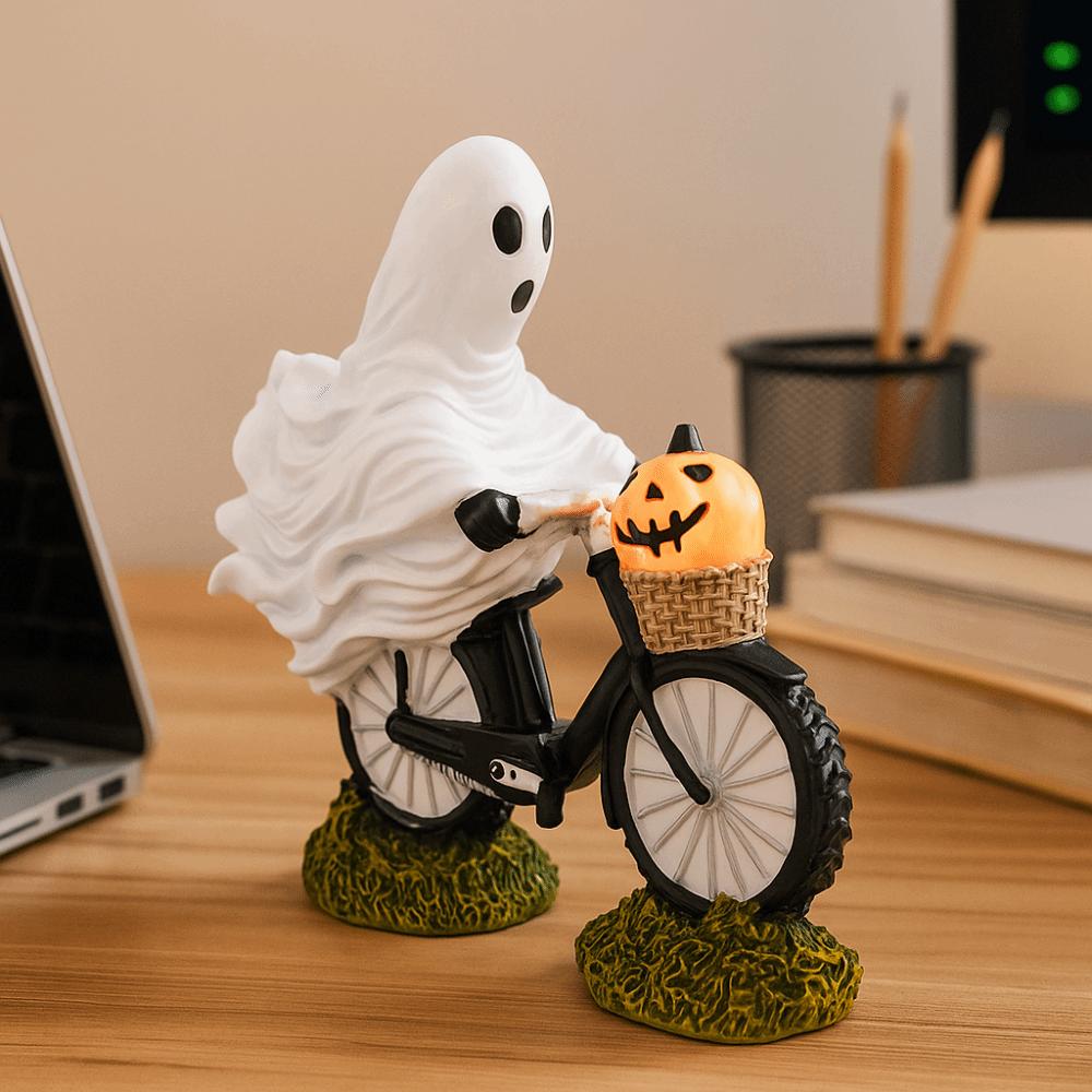 Cartoon Ghost Figurines Ornament Resin Ghost Statue Unique Ghost Bike Rider Office