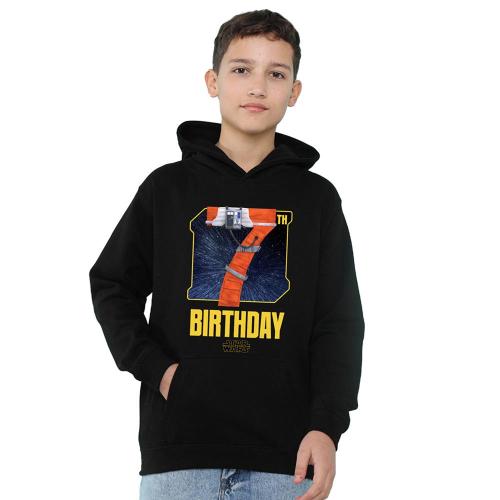 STAR WARS Childrens/Kids 7th Birthday Star Wars Greatest Kid XWing Space Heather Pullover Hoodie