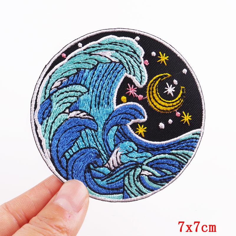 Cartoon Patch Sun Moon Embroidered Patches DIY Iron On Patches For Clothing Jackets Jenas Backpack Sew Embroidery Badges Sticker