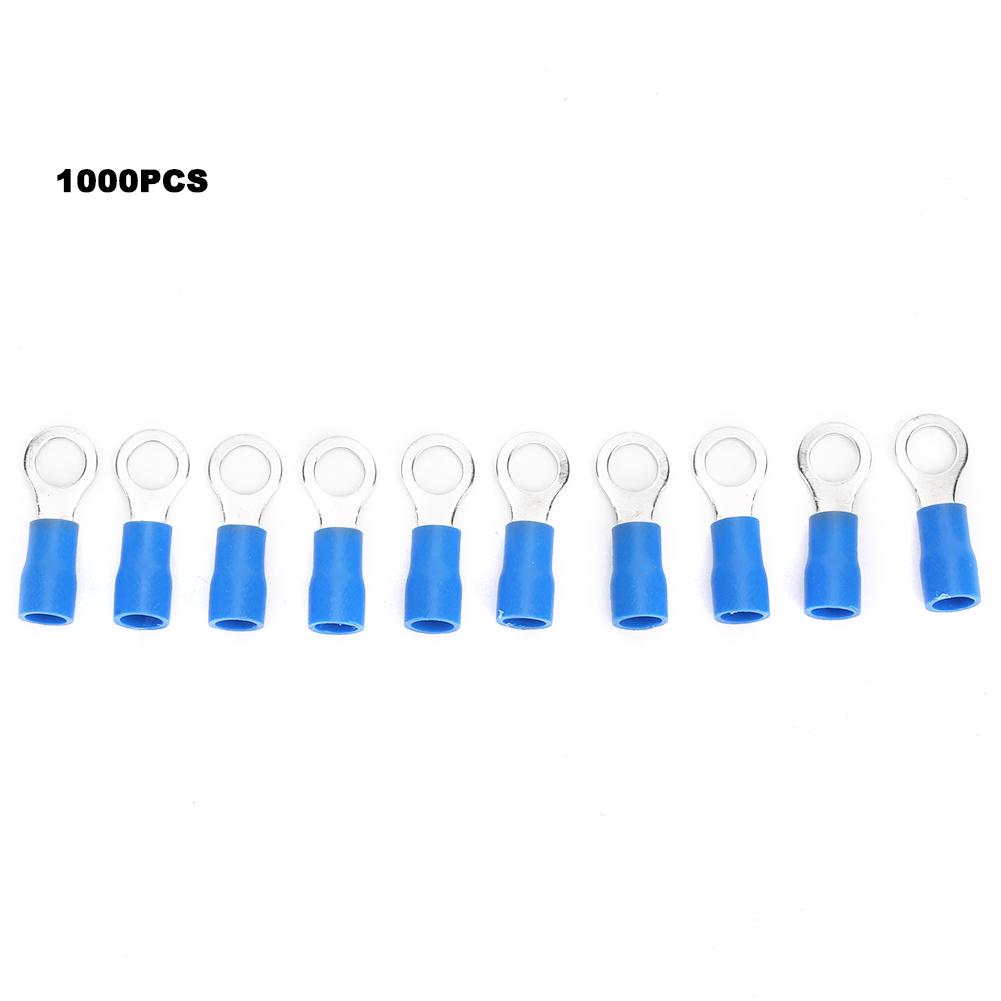 1000Pcs Cold Pressed O Type RV25 Brass Insulated Crimp Terminals Connectors Kit for Electric