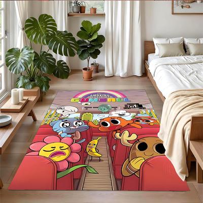 Rutschfeste Kristall-Samt-Fußmatte, Teppich im Amazing World of Gumball Design für Innenbereiche, Wohnzimmer, Schlafzimmer, Heimdekoration
