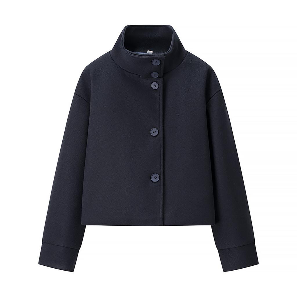 Women's Faux Suede Button Jacket Oversized Gathered Hem Short Length Coat Casual Vintage Outerwear With Pockets